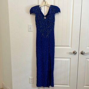Vintage Sequined Dress with Keyhole Cutout and Slit
